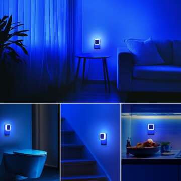 Sujeet Blue Night Light 4 Pack,Night Lights Plug into Wall 4-Pack, Nightlight Plug in Night Light, Dusk to Dawn Night Lamp Led Night Light for Bedroom, Bathroom, Hallway