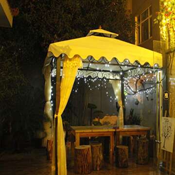 LALAPAO Solar String Lights 2 Pack, Outdoor Lights Total 400 LED 144FT Solar Christmas Lights, 8 Modes Solar Lights Oudoor Waterproof for Tree Patio Yard Garden Christmas Parties Decoration (White)