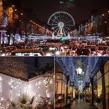 LALAPAO Solar String Lights 2 Pack, Outdoor Lights Total 400 LED 144FT Solar Christmas Lights, 8 Modes Solar Lights Oudoor Waterproof for Tree Patio Yard Garden Christmas Parties Decoration (White)