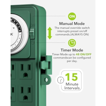 BN-LINK 6 Outlet Outdoor Timer for Effortless Lighting Control