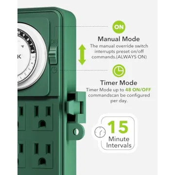 BN-LINK 6 Outlet Outdoor Timer for Effortless Lighting Control