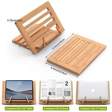 Adjustable Wooden Book Stand for All Readers and Chefs