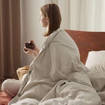 Bedsure Linen Duvet Cover Set - Soft, Breathable Bedding