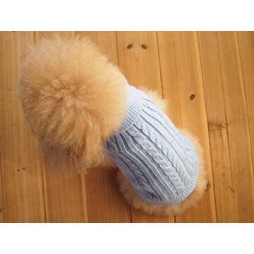 FAMI Dog Clothes Dogs Sweater Soft Puppies Clothing Winter Puppy Sweaters Warm Outfit for Dogs Small XS S Cat Apparel (SkyBlue,X-Small)