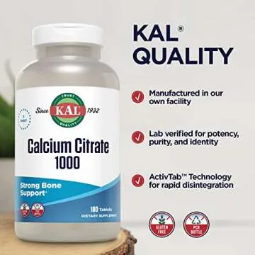 KAL Calcium Citrate 1000mg Supplements for Bone Health