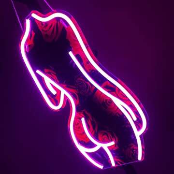 16.5x8.5 inch Lady Back Neon Sign Art Wall Lights for Beer Bar Club Bedroom Hotel Pub Cafe_Rose Wedd...