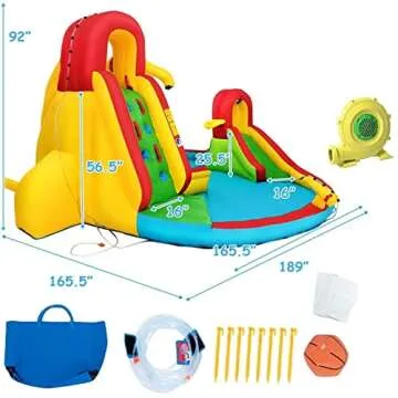 Costzon Inflatable Water Slide, 16x14FT Kids Mega Waterslides for Outdoor with Dual Slides&Climbing for Racing Fun, Large Splash Pool, Blow up Water Slides for Big Kids and Adults Backyard Party Gifts