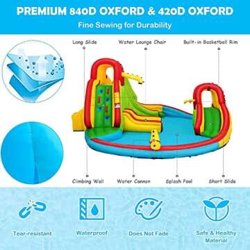 Costzon Inflatable Water Slide, 16x14FT Kids Mega Waterslides for Outdoor with Dual Slides&Climbing for Racing Fun, Large Splash Pool, Blow up Water Slides for Big Kids and Adults Backyard Party Gifts