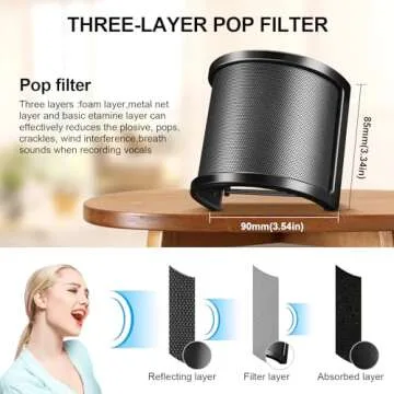 Upgraded Aokeo Pop Filter for Vocal Recording & Streaming