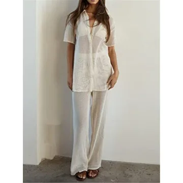 2 Piece Sexy Crochet Cover Up Set for Summer Outings