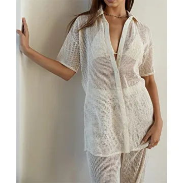 2 Piece Sexy Crochet Cover Up Set for Summer Outings