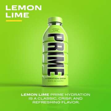 PRIME Hydration LEMON LIME | Sports Drinks | Electrolyte Enhanced for Ultimate Hydration | 250mg BCAAs | B Vitamins | Antioxidants | 2g Of Sugar | 16.9 Fluid Ounce | 12 Pack