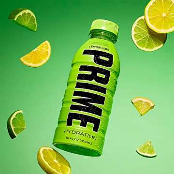 PRIME Hydration LEMON LIME | Sports Drinks | Electrolyte Enhanced for Ultimate Hydration | 250mg BCAAs | B Vitamins | Antioxidants | 2g Of Sugar | 16.9 Fluid Ounce | 12 Pack