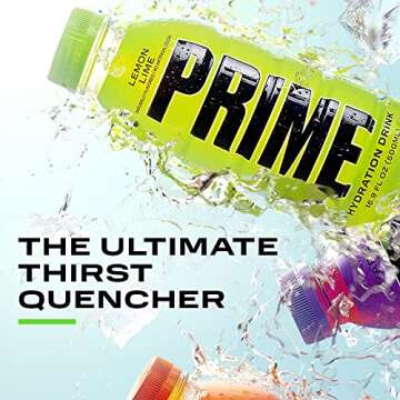 PRIME Hydration LEMON LIME | Sports Drinks | Electrolyte Enhanced for Ultimate Hydration | 250mg BCAAs | B Vitamins | Antioxidants | 2g Of Sugar | 16.9 Fluid Ounce | 12 Pack