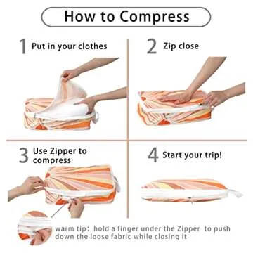 Hitanfe 6 Pcs Compression Packing Cubes Travel for Suitcases, Luggage Organizer Nylon Washable Storage Bags Set - Packaging Cubes for Backpack Travel Perfect for Women Clothes Carry-Ons and Storage