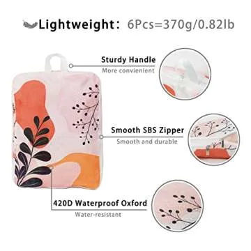 Hitanfe 6 Pcs Compression Packing Cubes Travel for Suitcases, Luggage Organizer Nylon Washable Storage Bags Set - Packaging Cubes for Backpack Travel Perfect for Women Clothes Carry-Ons and Storage