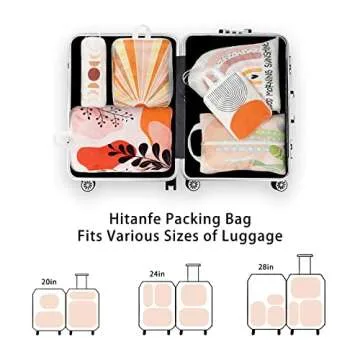 Hitanfe 6 Pcs Compression Packing Cubes Travel for Suitcases, Luggage Organizer Nylon Washable Storage Bags Set - Packaging Cubes for Backpack Travel Perfect for Women Clothes Carry-Ons and Storage