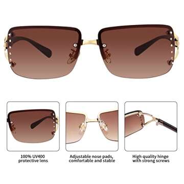 Dollger Rimless Y2K Sunglasses for Trendy Style