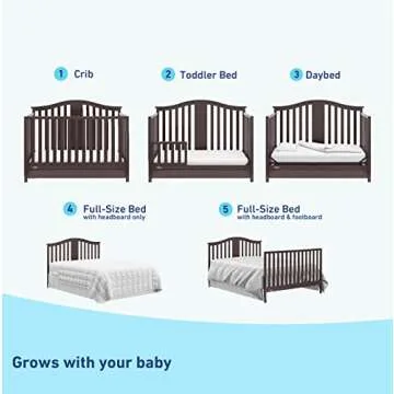 Graco Solano 4-in-1 Convertible Crib with Drawer (Espresso) – GREENGUARD Gold Certified, Crib with Drawer Combo, Includes Full-Size Nursery Storage Drawer, Converts to Toddler Bed and Full-Size Bed