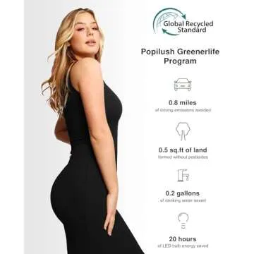 Popilush Shapewear Dress Built in Bra Bodycon Shaper Dress 9 in 1 Crew Neck Sleeveless Maxi Formal Dresses with Zipper Black Large