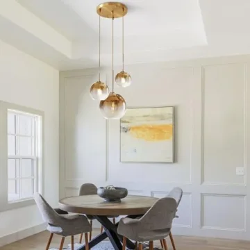 KCO Lighting Gold Cluster Pendant Light 3 Light Cluster Pendant Lighting Large Glass Pendant Lights Kitchen Island Bubble Globe Chandelier Mid Century Modern Hanging Light