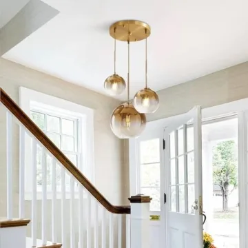 KCO Lighting Gold Cluster Pendant Light 3 Light Cluster Pendant Lighting Large Glass Pendant Lights Kitchen Island Bubble Globe Chandelier Mid Century Modern Hanging Light