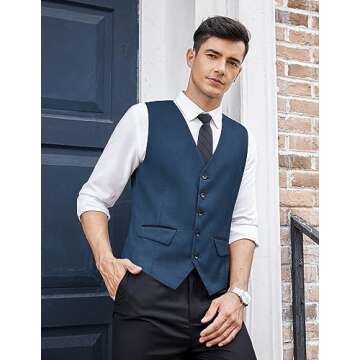 COOFANDY Men's Slim Fit Suit Vest for Weddings & Business