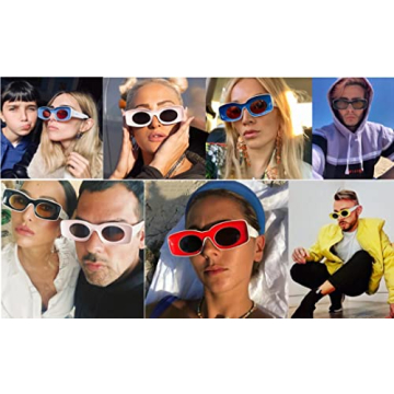 Bold Rectangle Frame Sunglasses in Pink and White