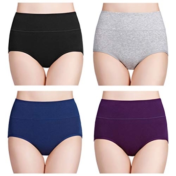 Wirarpa Women's Cotton High Waisted Underwear 4 Pack