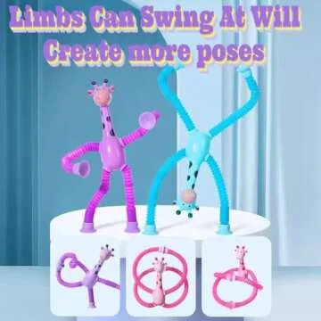 12PCS Telescopic Suction Cup Giraffe Toy for Kids