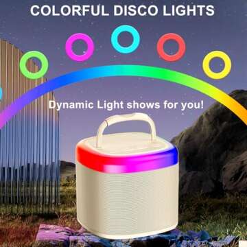 HWWR Mini Karaoke Machine for Kids: Portable Bluetooth Speaker with 2 Wireless Microphones & Disco Lights for Home Party, Kids Birthdays Christmas, Toys for Girls Boys 3-12+