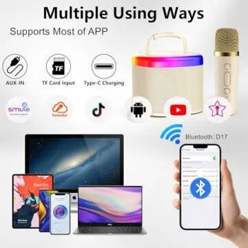 HWWR Mini Karaoke Machine for Kids: Portable Bluetooth Speaker with 2 Wireless Microphones & Disco Lights for Home Party, Kids Birthdays Christmas, Toys for Girls Boys 3-12+