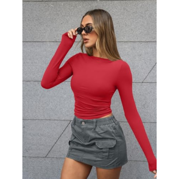 Trendy Queen Women's Versatile Boat Neck Long Sleeve Tee