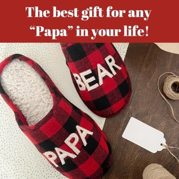 Dearfoams Men's Papa Bear Slipper in Large Buffalo Plaid