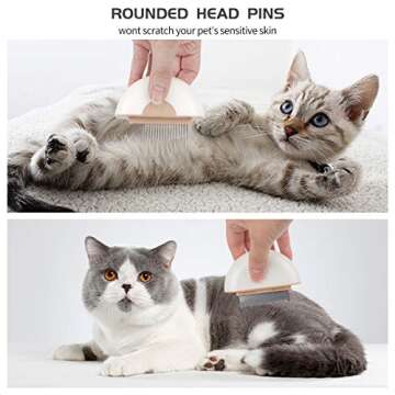 Cat Hair Removal Comb Dog Grooming Brush 2 in 1 Pet Massage Shedding Brush Portable Self Cleaning To...