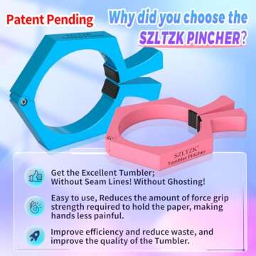 2 Pack Sublimation Tumblers Pinch,Tumbler Clamp for Sublimation,Cup Cradle for Crafting Tumblers,Sublimation Cup Holder Clamp for 20oz Cups,Mug Clamps for Sublimation Tumblers Supplies(Blue&Pink)