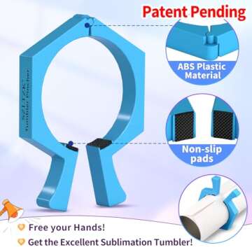 2 Pack Sublimation Tumblers Pinch,Tumbler Clamp for Sublimation,Cup Cradle for Crafting Tumblers,Sublimation Cup Holder Clamp for 20oz Cups,Mug Clamps for Sublimation Tumblers Supplies(Blue&Pink)