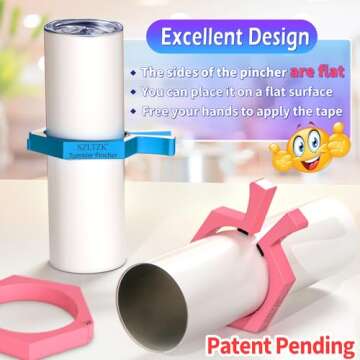2 Pack Sublimation Tumblers Pinch,Tumbler Clamp for Sublimation,Cup Cradle for Crafting Tumblers,Sublimation Cup Holder Clamp for 20oz Cups,Mug Clamps for Sublimation Tumblers Supplies(Blue&Pink)