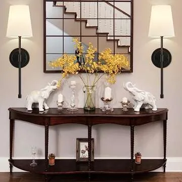 Wall Sconces Set of 2, Retro Industrial Wall Lamps with Pull Chain, Hardwired Bathroom Vanity Sconces Wall Lighting with White Fabric Shade, Indoor Wall Lights for Bedroom Living Room Corridor