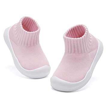 Baby Shoes Girls Boys Non Slip Baby Sock Shoes with Soft Rubber Sole Infant First Walking Sneaker To...