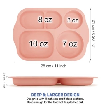 Shopwithgreen Divided Plates, 12 Inch, 4PCS, BPA-Free