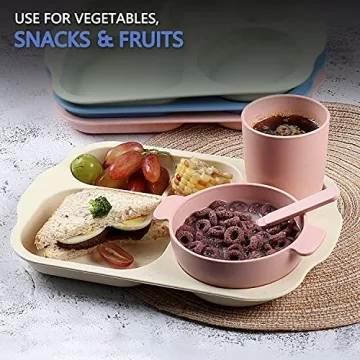 Shopwithgreen Divided Plates, 12 Inch, 4PCS, BPA-Free