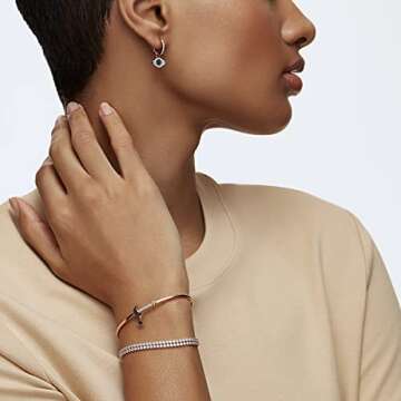 SWAROVSKI Women's Symbolica Evil Eye Hoop Pierced Earrings, Multi-colored, Rose-gold tone finished