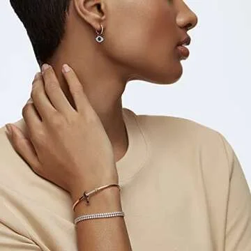 SWAROVSKI Women's Symbolica Evil Eye Hoop Pierced Earrings, Multi-colored, Rose-gold tone finished