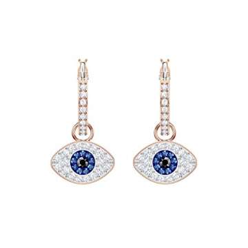 SWAROVSKI Women's Symbolica Evil Eye Hoop Pierced Earrings, Multi-colored, Rose-gold tone finished