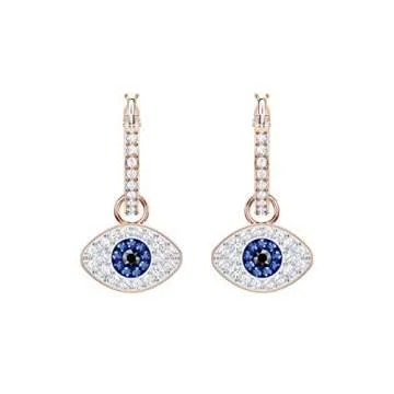 SWAROVSKI Women's Symbolica Evil Eye Hoop Pierced Earrings, Multi-colored, Rose-gold tone finished