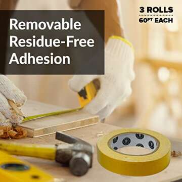 HIPPIE CRAFTER 3 Pack Double Sided Tape for Woodworking, 1 Inch Wide Heavy-Duty Sticky Tape for CNC Machines and Routing Templates, 60 Feet Each, 180ft Total