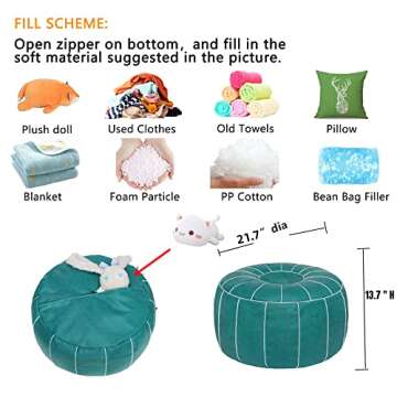 Thgonwid Moroccan Pouf - Customizable Faux Leather Footstool