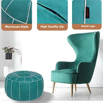 Thgonwid Moroccan Pouf - Customizable Faux Leather Footstool