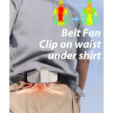 Barito Waist Fan Portable, Shirt Fan Rechargeable with 25H Battery Life, 4 Speed Powerful Belt Fan with 6600 RPM Personal Cool Clip Fan Under Shirt for Men Women Farm Work Outdoor Hiking - Beige